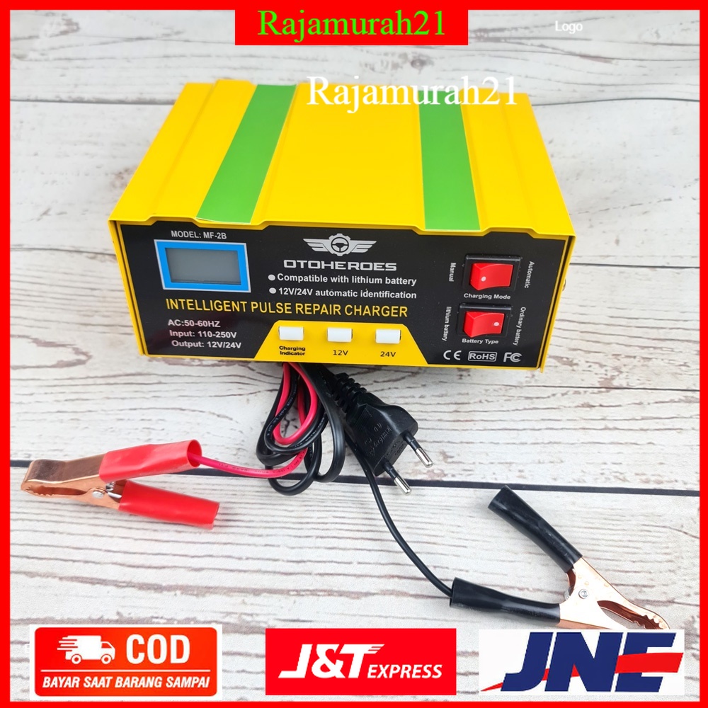 OTOHEROES Charger Aki Mobil Lead Acid Smart Battery Charger 12V / 24 V 6-105 AH