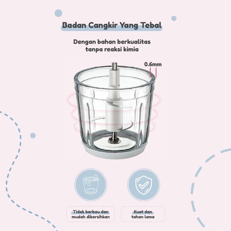 Emily Electric Food Chopper 0.6 L / 600 ml Perajang makanan elektrik