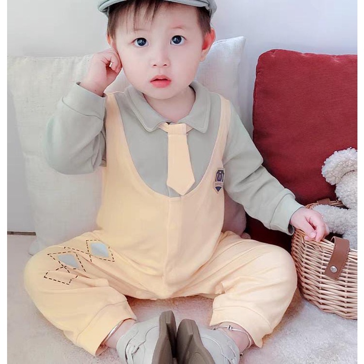 BROWNIEGROUND- Baju jumper anak laki laki motif Lucu Jumper Dasi Cream baju baby impor 874