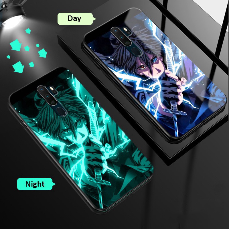 Naruto Sasuke Luminous Case Hp Oppo A5s A12 A9 2020 A5 2020 A53 2020 A33 2020 A3s A92 A31 A11k A7 Realme X2 Pro X2 Realme Xt Night Glowing Glass Ultrathin Anime Case Shopee Indonesia