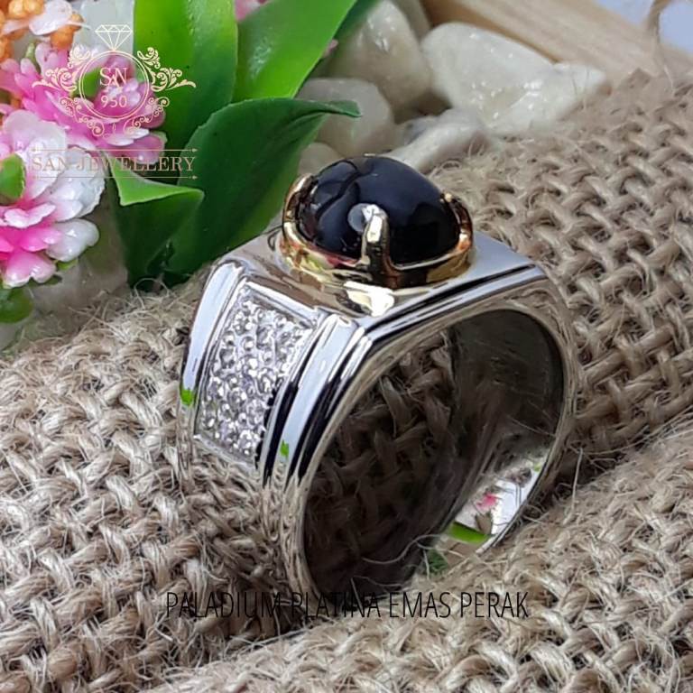 Cincin pria perak asli emban batu akik permata sanjewellery 889