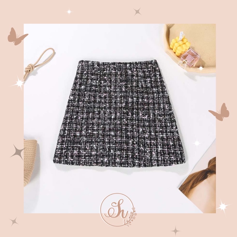 BKY - Korean Tweed Mini Skirt A-Line Highwaist - Yeji