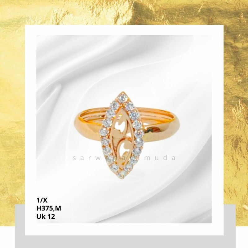 Cincin pernikahan pertunangan fashion perhiasaan emas sarwodadi 1 gram kode H 375 Size 12