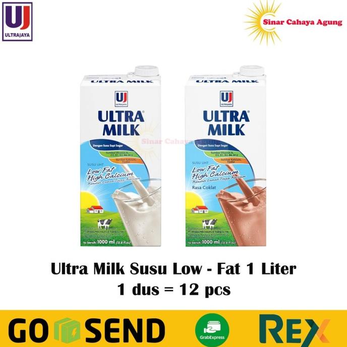 

READY COD (1 dus = 12 pcs) Susu UHT Ultra Milk Low Fat Hi Calcium 1 Liter - Plain