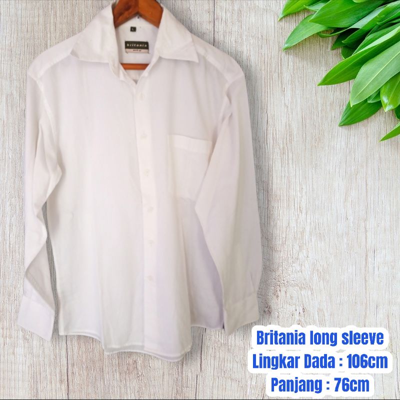 Preloved Baju Kemeja Britania long sleeve pria cowok cowo lakilaki dewasa lengan panjang size L kerj