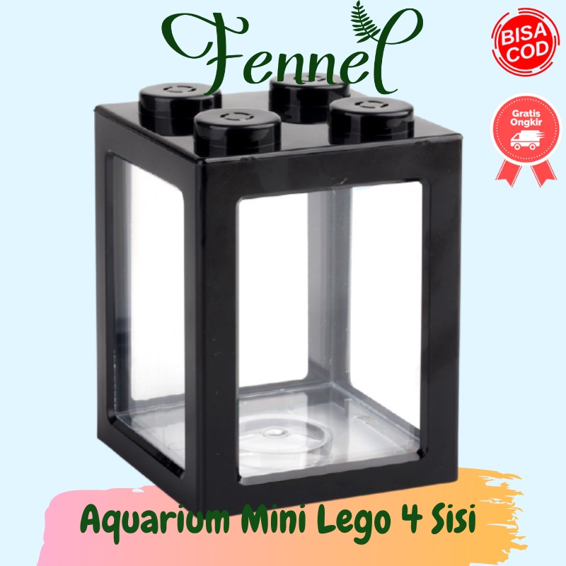 Aquarium Ikan Cupang Mini Lego Block 4 Side  8x8x11cm TOP3