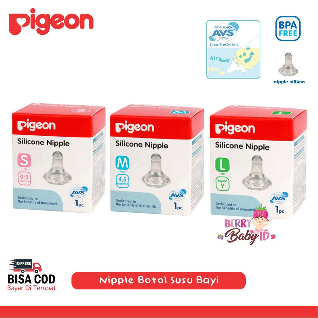 Pigeon Silicone Nipple Box Dot Teat Botol Susu Bayi Size S M L Berry Mart