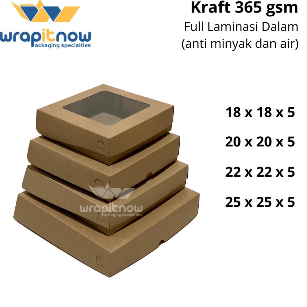 

[KODE VLLQT] (isi 50 pcs) Dus Kraft 20x20x5 Laminasi// dus pizza/ dus roti sobek/ box kraft/ dus kurma/ pabrik dus