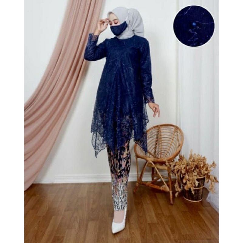 Kebaya Brokat Modern / Tunik Mewah / Kebaya Wisuda / Set Kebaya Pesta / Tunik Tulle Mauri