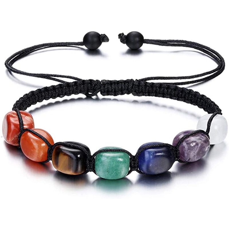 Gelang Tali Kepang Dengan Batu Permata 7 Chakra Untuk Yoga