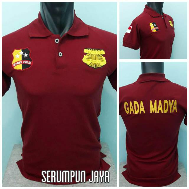 KAOS GADA MADYA - KAOS KERAH GADA MADYA - KAOS KERAH GADA MADYA MAROON FULL BORDIR