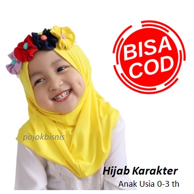 JILBAB HIJAB KERUDUNG ANAK KARAKTER BALITA BAYI PEREMPUAN USIA 0 1 2 3 TAHUN