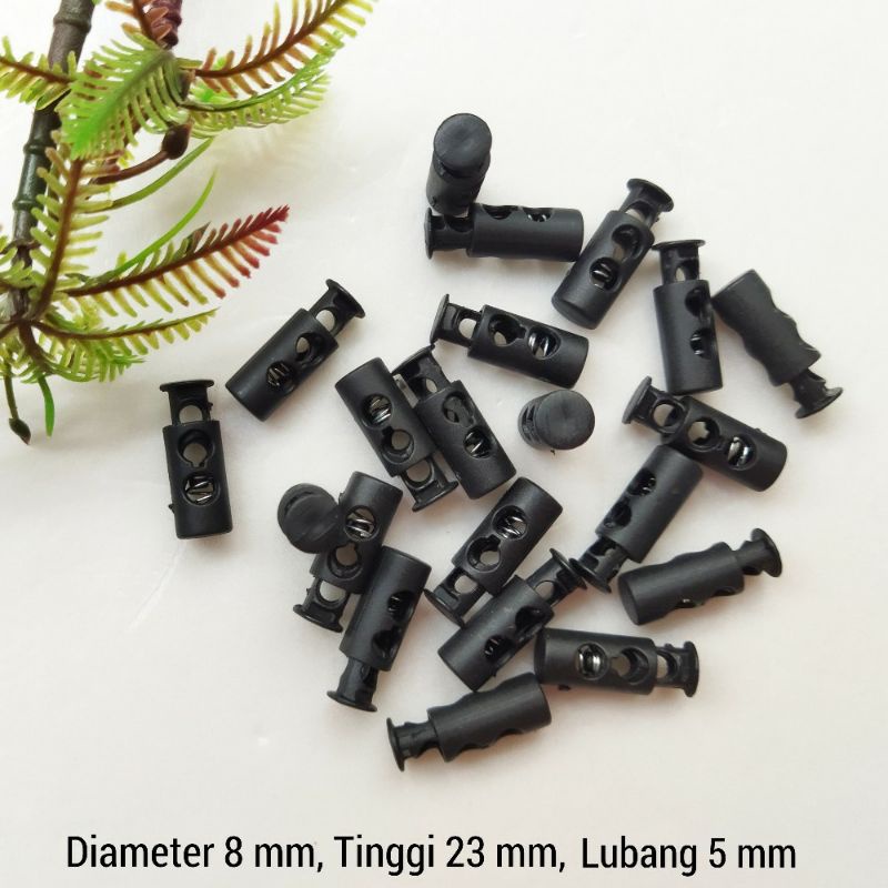 stopper botol kecil hitam. stoper masker tali 2 lubang aksesoris murah