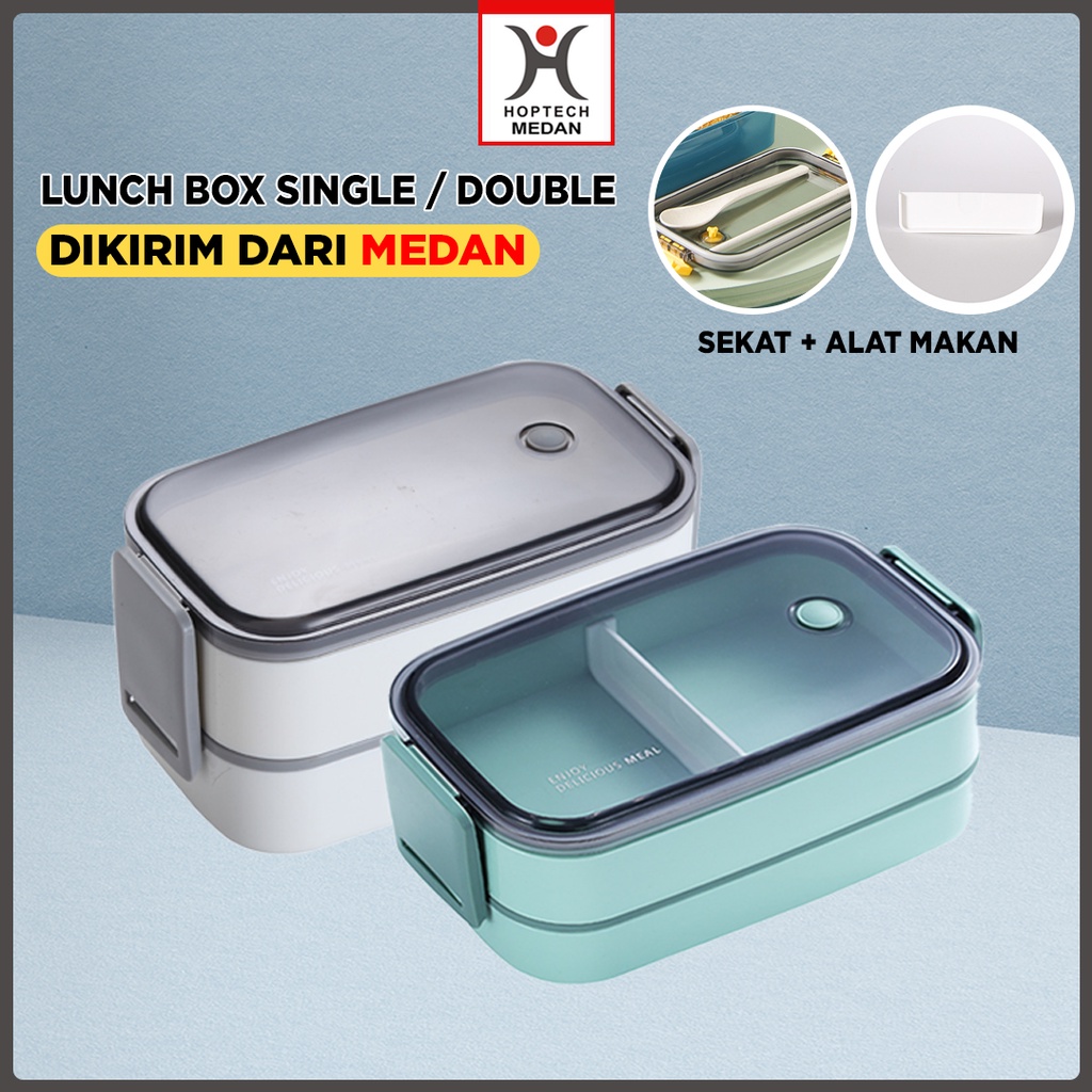 Lunch Box kotak Makan Kotak Bekal Single/Double-Layer Kapasitas Besar 800ml/1600ml / Kotak Makan Siang / Kotak Makan Anak Dan Dewasa