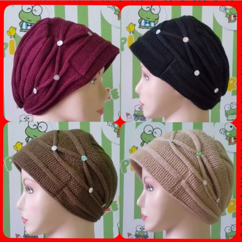 Ciput rajut nenek kerpus nenek kupluk ibu turban premium Payet kebel bulet