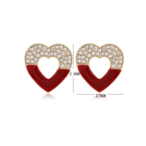 LRC Anting Fashion Red Love Diamond Earrings