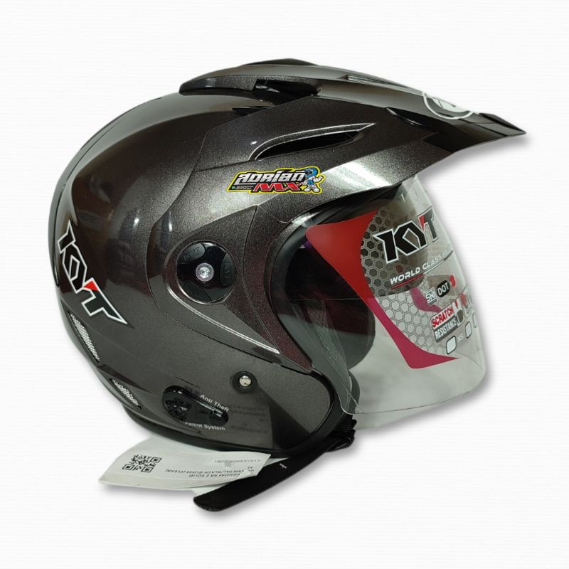 HELM KYT VENOM RR GUNMETAL ORIGINAL HELM TOURING KYT HELM HALF FACE DOBEL VISOR KYT VENOM RR ABU ABU