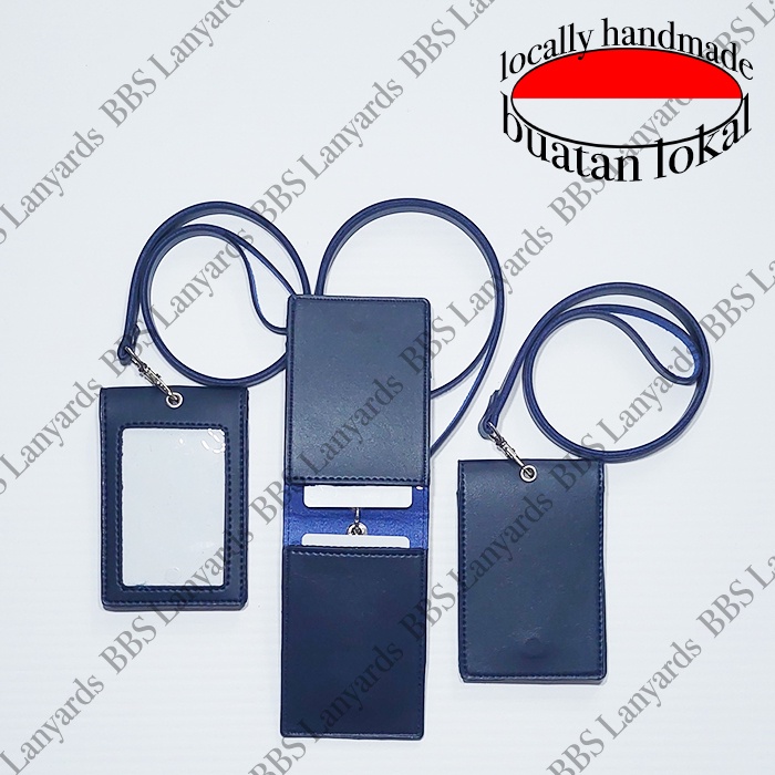 

ID Card Holder Mata Ayam 1 Sisi utk 2 Kartu dgn Lanyard Kulit - Biru