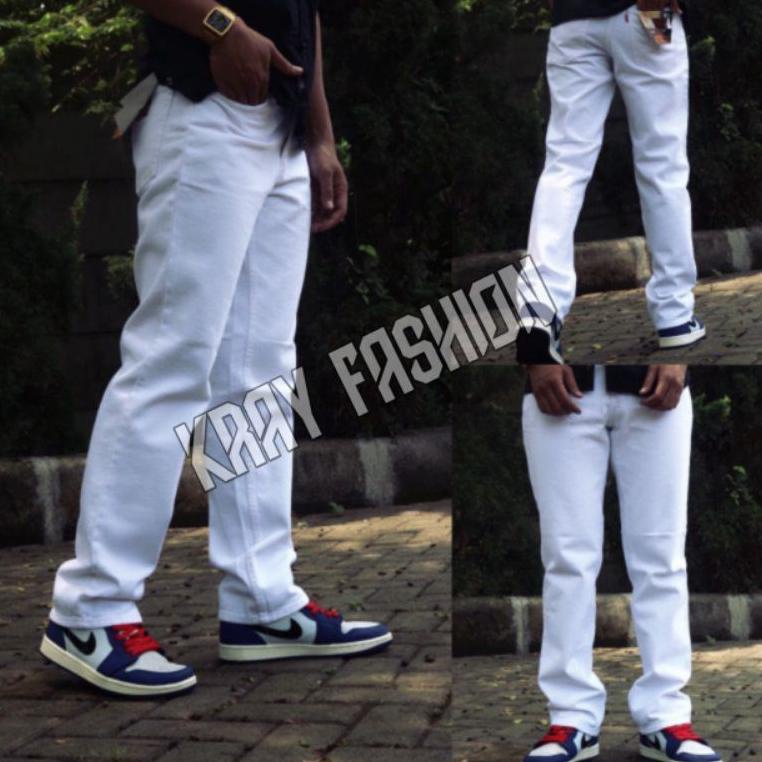 Bisa COD CELANA JEANS PRIA UKURAN JUMBO/BIG SIZE CELANA JEANS LEVIS PUTIH PREMIUM [KODE F7399]