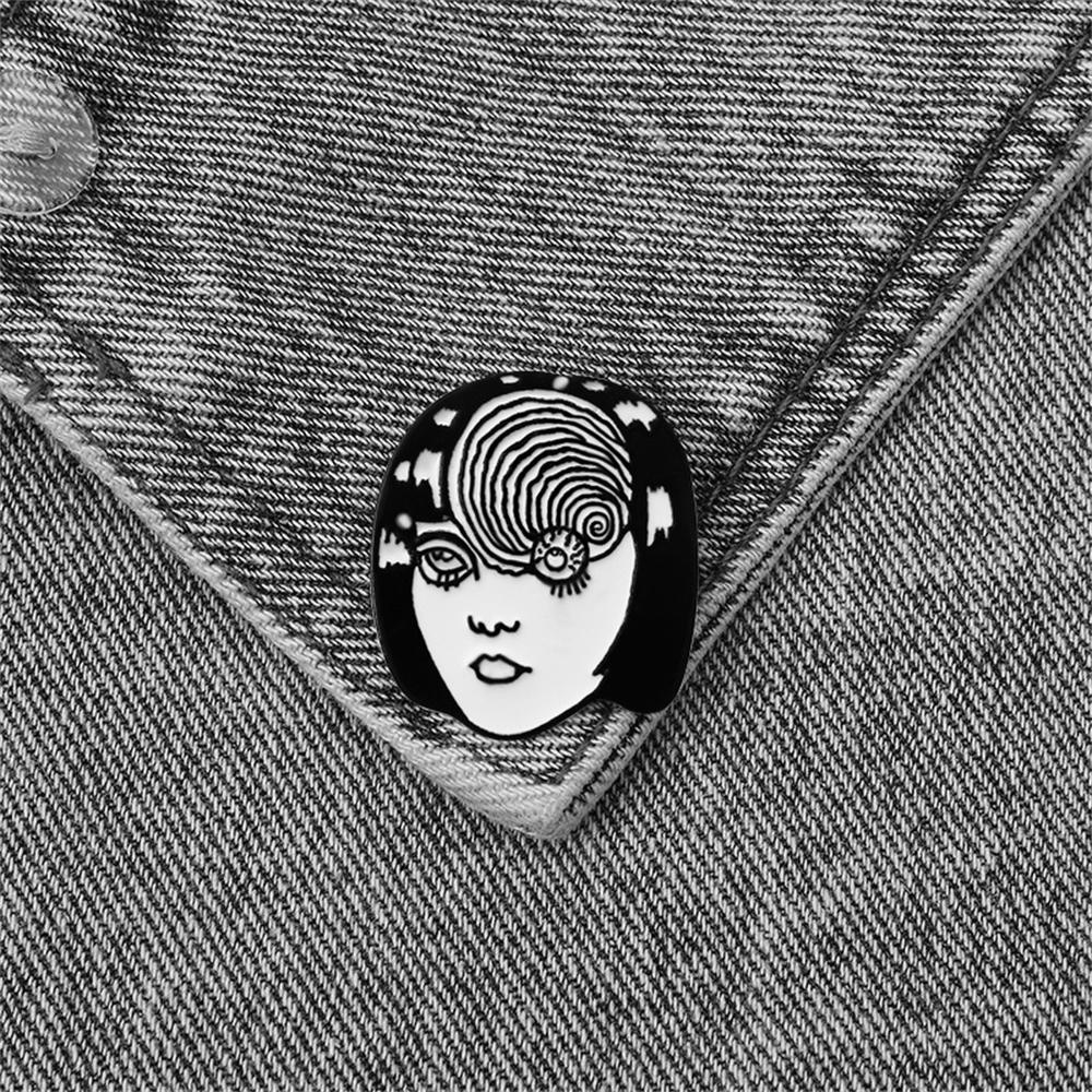 Needway   Junji Ito Anime Pin Aksesoris Pakaian Anime Japan Korsase Kawakami Tomie Horrific Picasso Style Pin Badge