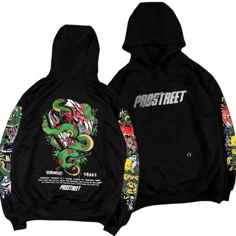 HOODIE PROSTREET SNAKE VENOMOUS V2 BLACK NEW / HOODIE PRIA PROSTREET SNAKE VENOM V2 / JAKET SWEATER 