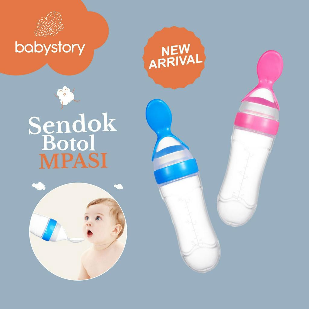 Sendok Botol bayi Sendok Botol Mpasi Silikon 90 ml Sendok botol susu bayi