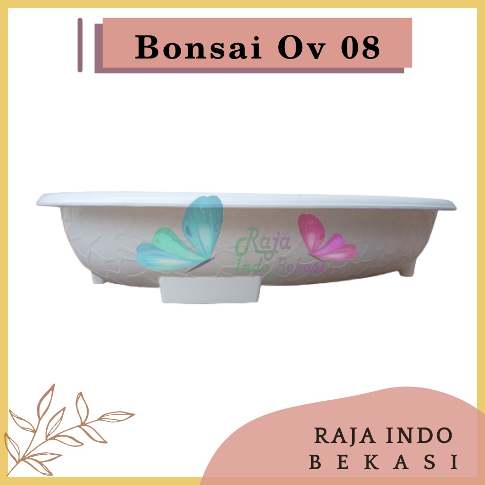 Rajaindobekasi ORI BJP BONSAI OVAL OV 08 Putih Pot Bunga Plastik Bonsai Budi Jaya Motif Batu Alam Ceper Pendek Pot Bonsai Plastik Keramik Semen Bonsai Mame Kelapa Besar Mini