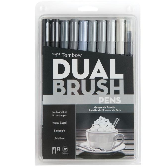 

(BISA COD) Tombow Dual Brush Pen Set 10 - Greyscale Palette TERBAIK Kode 1023