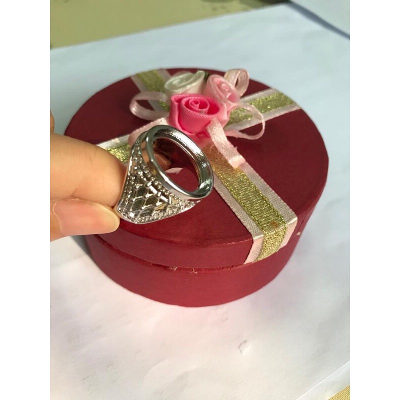 Kerangka/Cangkang Cincin Pria Model Wajik Warna Silver Bagus Import