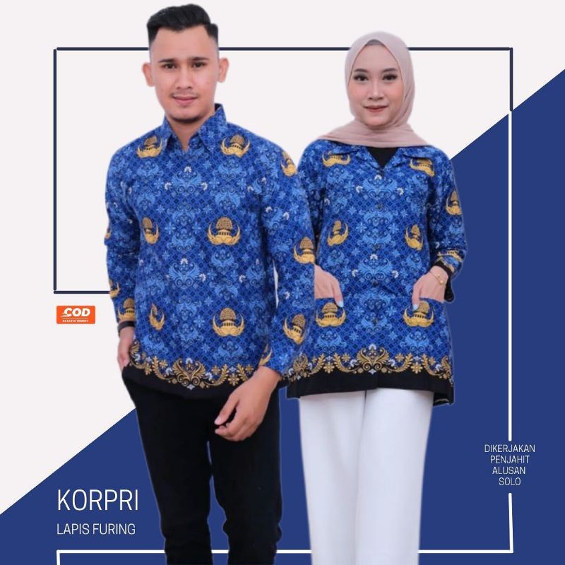 Seragam korpri terbaru 2023 kerah hitam lapis furing | seragam korpri terbaru pria/wanita lapis furing seragam korpri pria terbaru 2023 full furing batik korpri wanita terbaru 2023