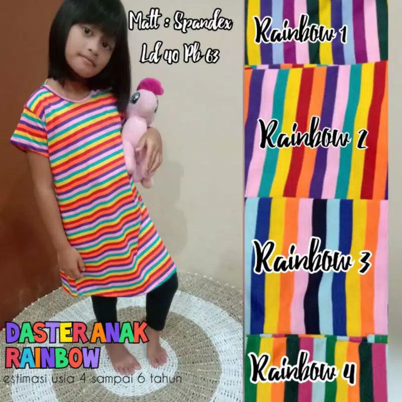 [Fashion Anak] DASTER ANAK spandex rainbow murah