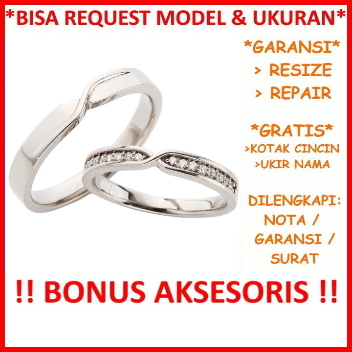 Gratis Ukir Nama Garansi Silver Asli Bisa Pesan Model Cincin Kawin Couple Perak Tunangan Nikah Id510