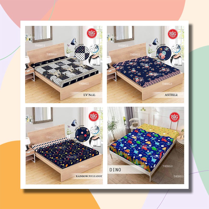 MONALISA Sprei Waterproof 180x200 - anti ompol air water proof Paus Rainbow  Rainbow Dinosaurus Rocket Galaxy180 SP-2