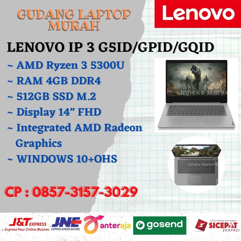 LENOVO IDEAPAD 3 14ALC6-G5ID Ryzen 3-5300U 8GB 512GB 14FHD WIN10+OHS
