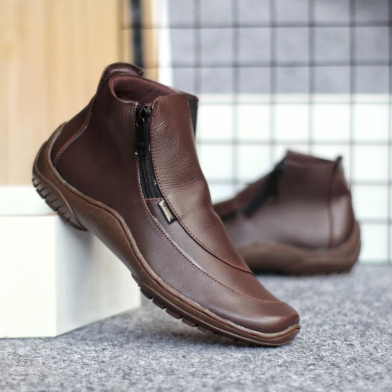 WOLF x CORRA 38 sd 44 Aloof Brozip Sepatu Boots Zipper Pria Sleting Original Kulit Asli