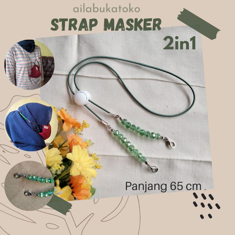 Asesoris Strap Tali Kalung Masker Hijab 2in1 2 in 1 Mutiara Kristal
