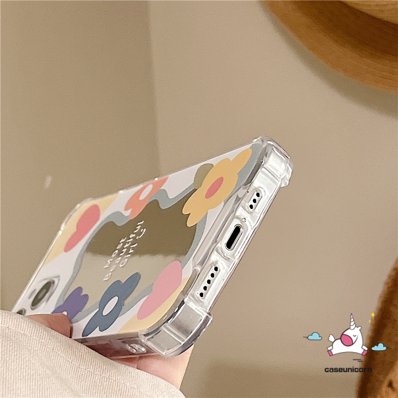 Soft Case Motif Bunga Dengan Cermin Untuk iPhone 7plus 8plus 7 8 Plus 11 13 12 Pro MAX X XR XS MAX SE 2020