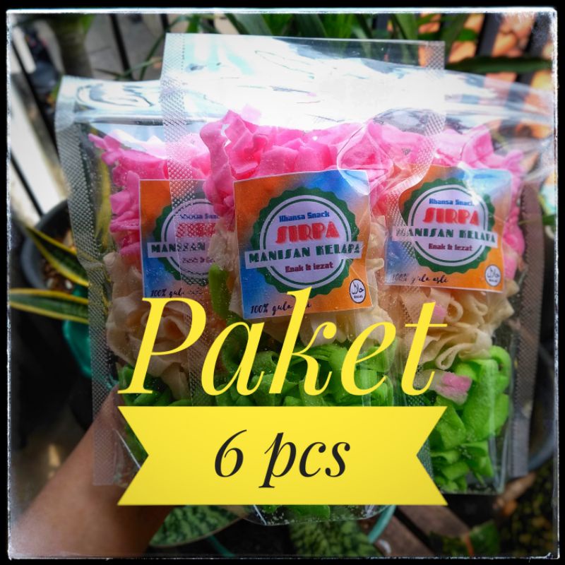 

terbaru paket 6 pcs manisan kelapa/ sirpa/ aneka makanan ringan jadul termurah
