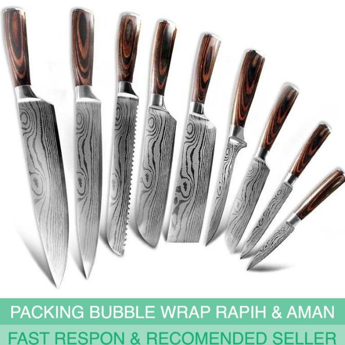 

SET PISAU DAPUR DAMASCUS PATTERN STAINLESS STEEL 9 PCS BVN65496G