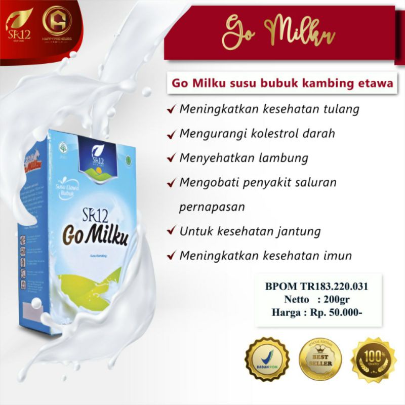 

GO MILKU SR12 HERBAL / SUSU ETAWA KAMBING / SUSU KAYA MANFAAT / SUSU KAMBING TIDAK BAU PRENGUS/ SUSU AMAN UNTUK BUMIL / SUSU PELANCAR ASI / SUSU ANAK-ANAK