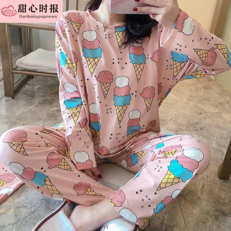 Setelan Lengan Panjang Piyama Baju Tidur Wanita Kartun Karakter Pajamas Dewasa-SET PJG 3scoop Cone