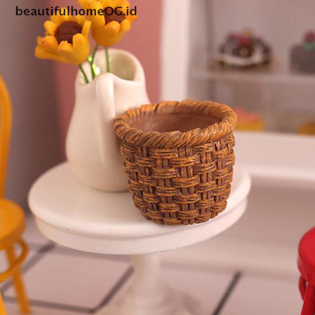 1 Pc Miniatur Keranjang Bahan Resin Untuk Aksesoris Dapur Rumah Boneka 1: 12