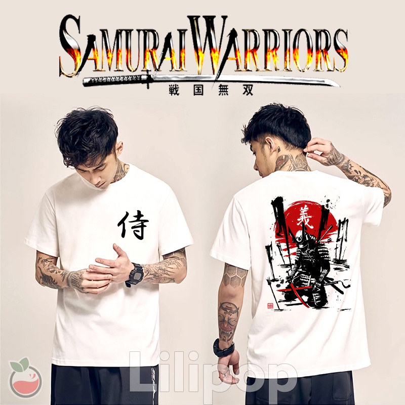 Lilipop Kaos Pria Samurai japan Baju Distro Basic Lengan Pendek Tshirt Kasual C