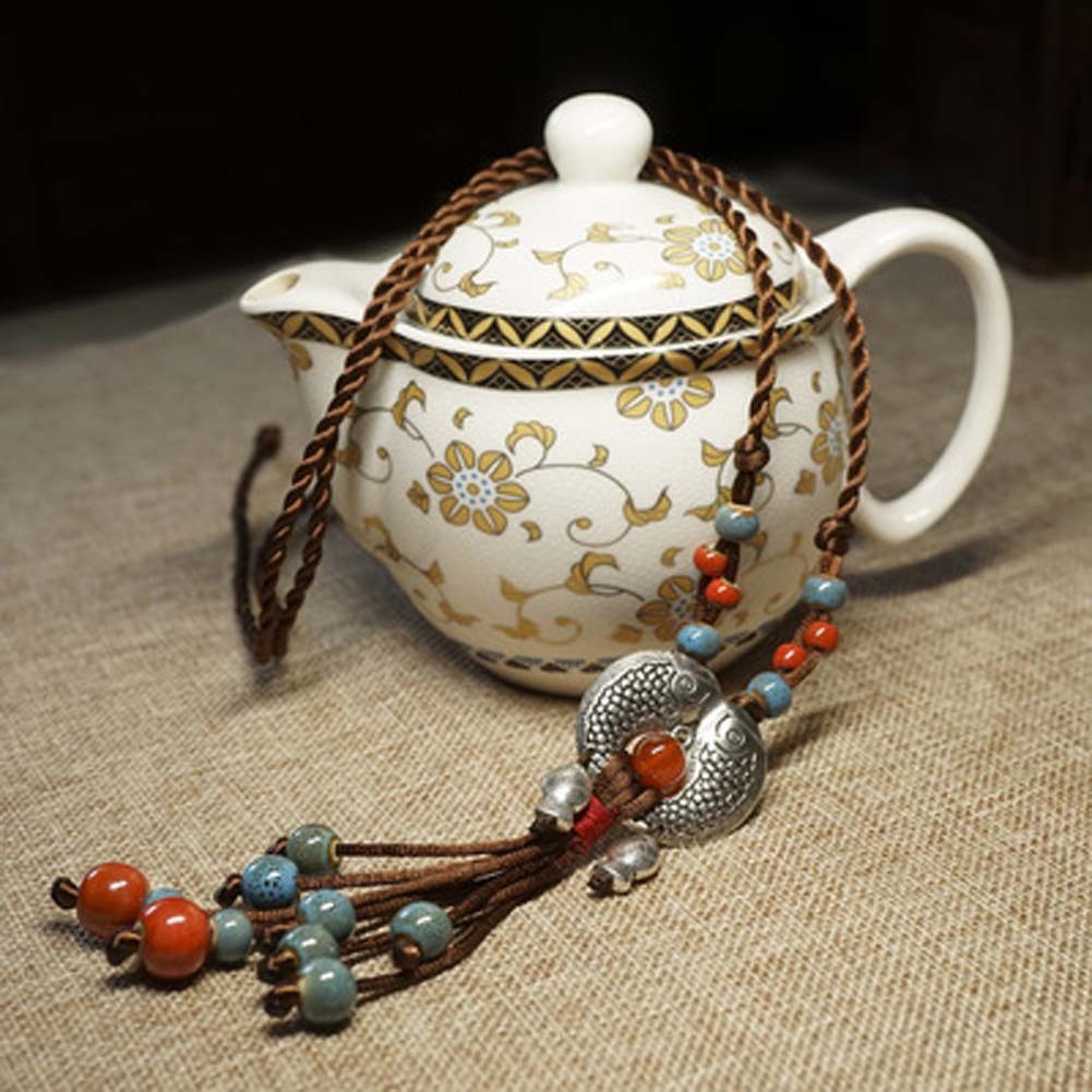 Women Fashion New Silver Fish Shape Ceramic Necklace Sweater Chain