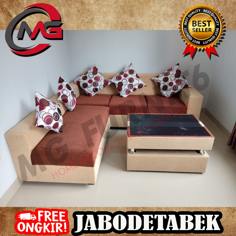 SOFA L PUTUS MINIMALIS KOMBINASI (PLUS MEJA)