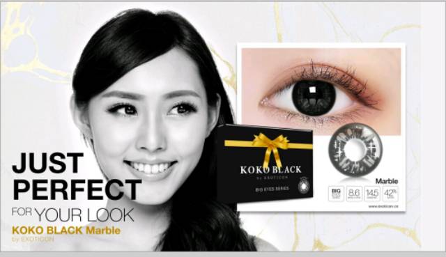 [FREE LENSCASE] SOFTLENS KOKO BLACK 14.5MM NORMAL &amp; MINUS (-0.50 s/d -10.00) BY EXOTICON