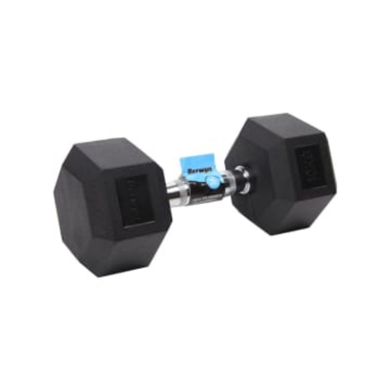 Berwyn Barbel / Dumbbell Karet Hexagonal 10 Kg - Hitam