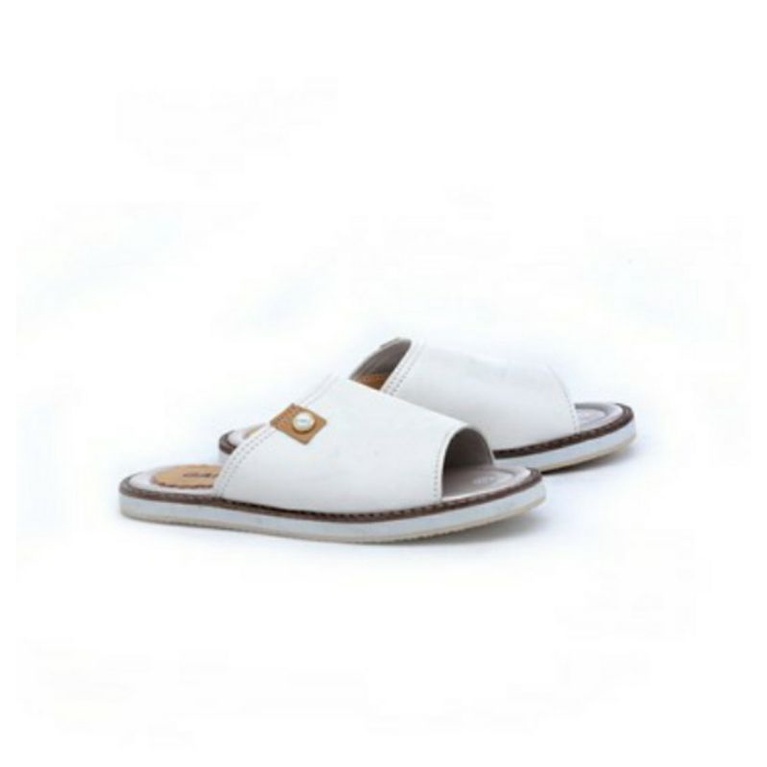 Sandal anak unisex White 26-35 Sendal Kulit Anak Pria Wanita putih