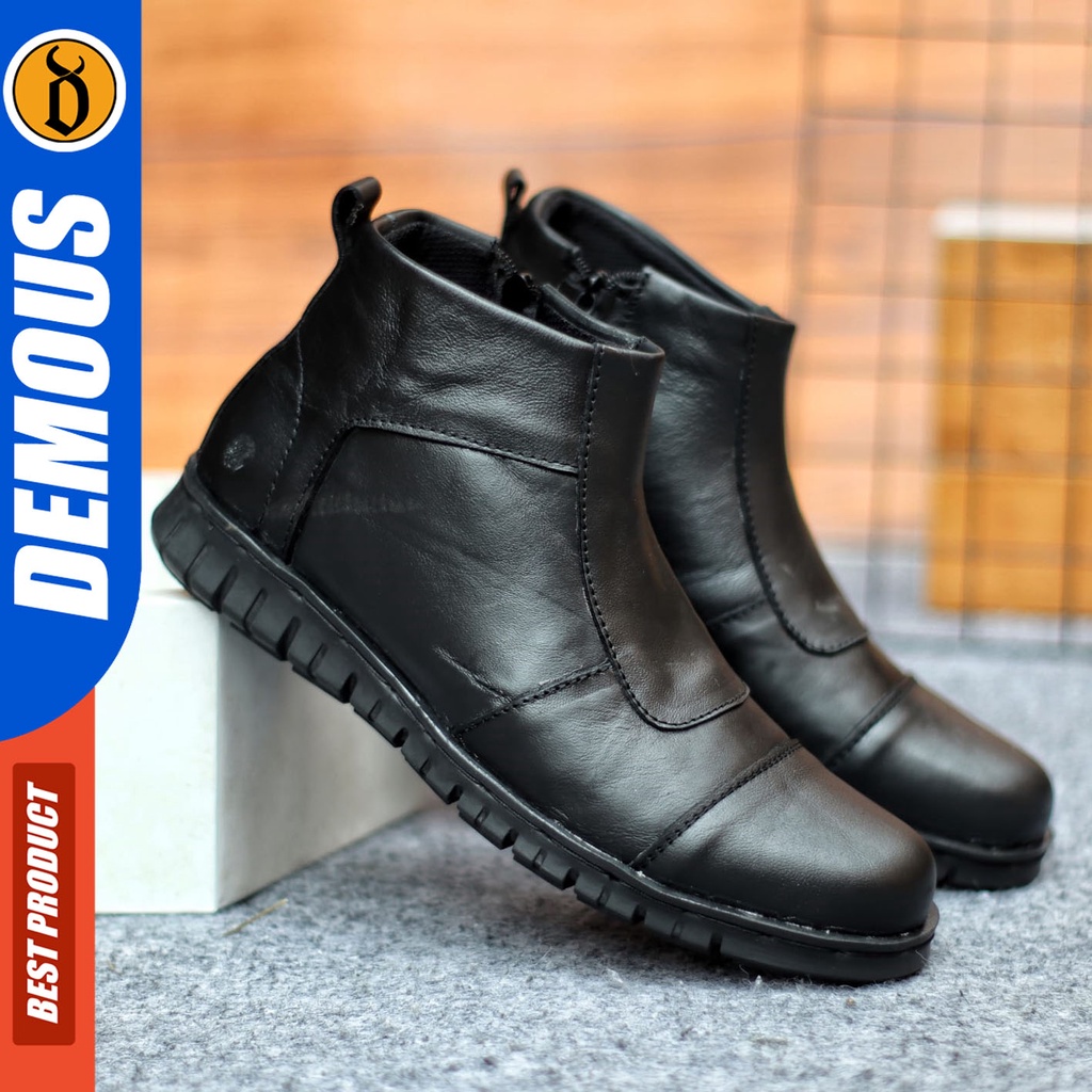 Sepatu Formal Pria Sepatu Casual Pria Kulit Asli Slop Sepatu Pantofel Kerja Kantor Kuliah Kondangan Sepatu Hitam Pria DEMOUS CARIBEUS