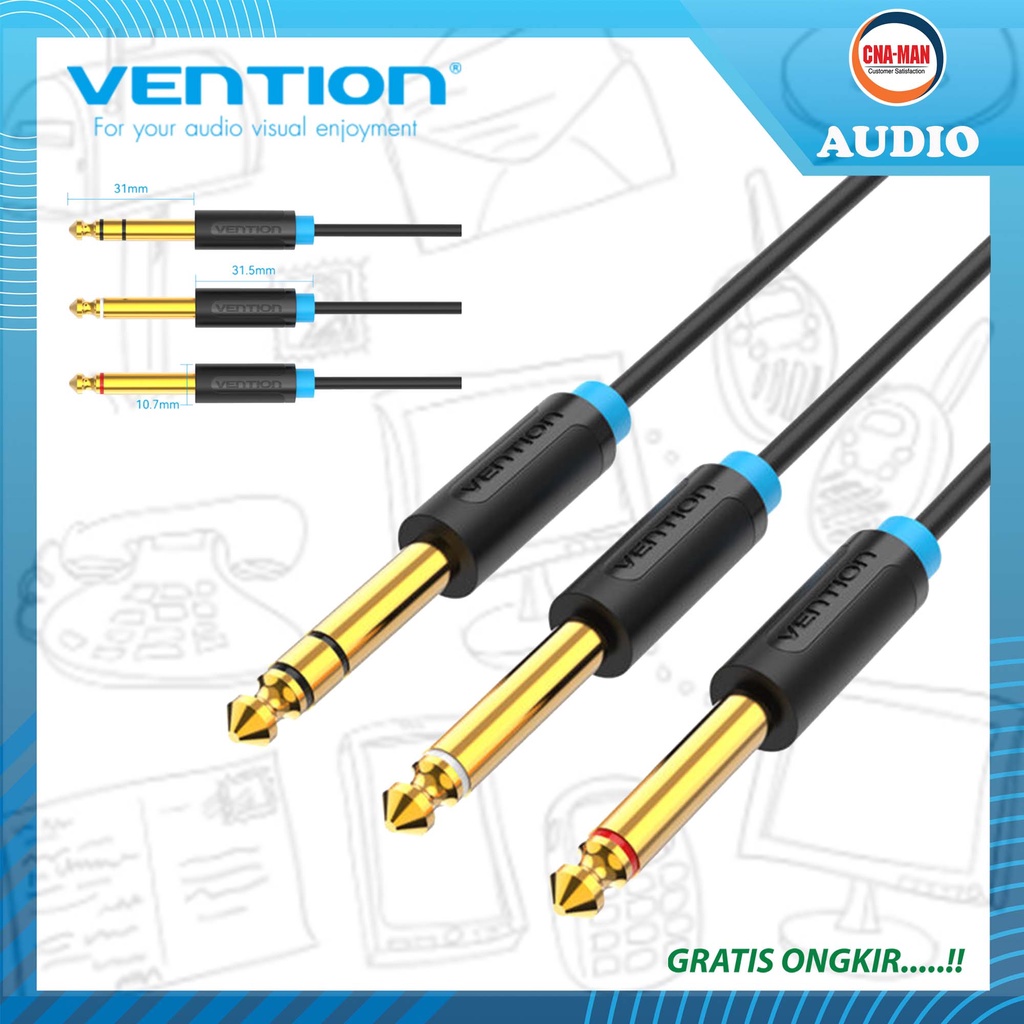 Vention Kabel Audio Splitter Aux 6.5mm TRS Stereo to Dual Mic 1M 2M